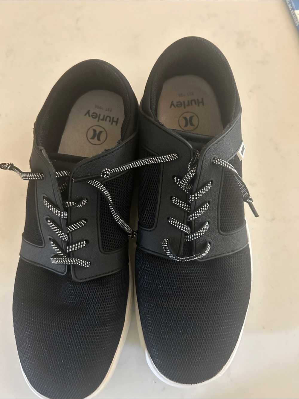 Hurley Men’s Black Mesh Sneaker with White Sole